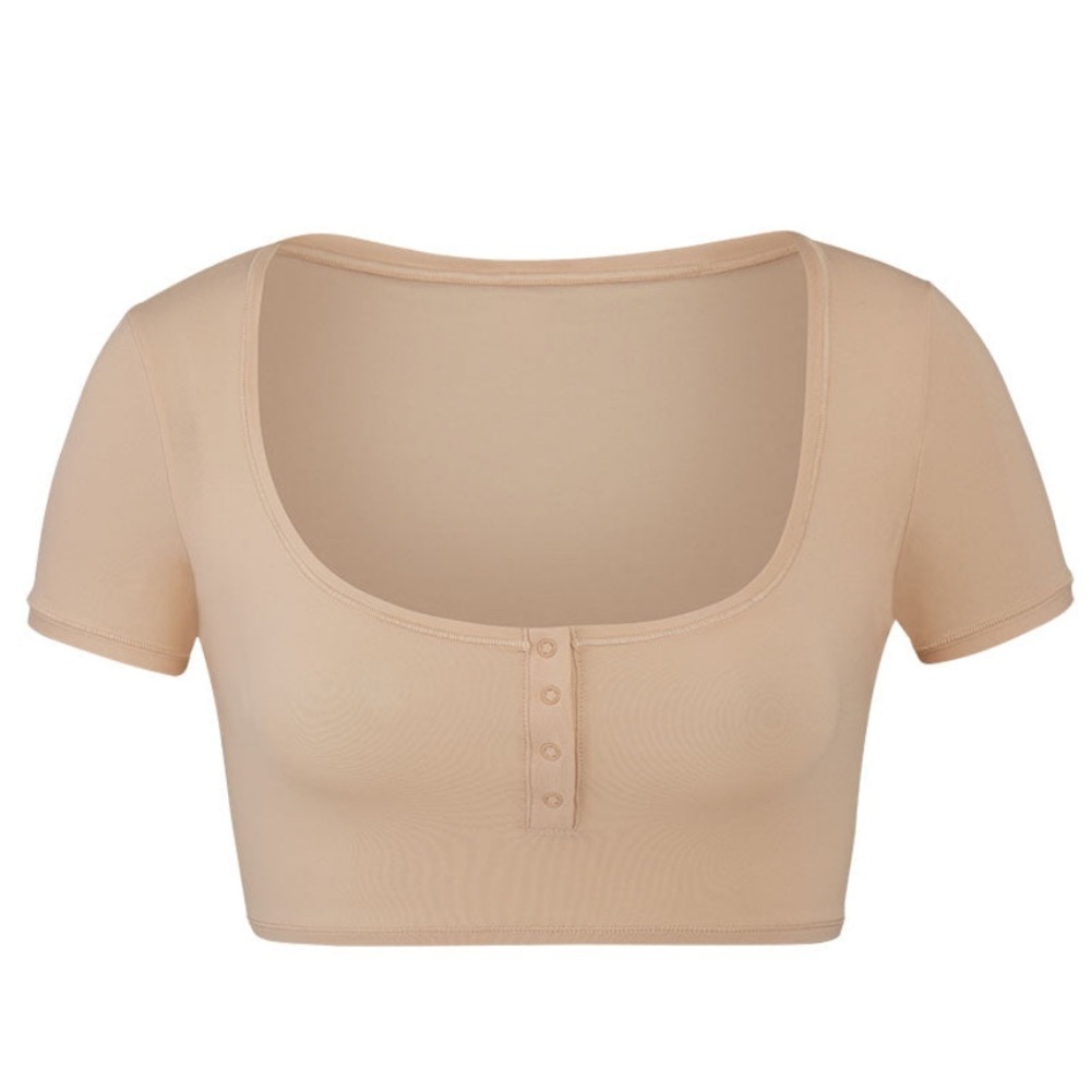 NWT SKIMS FITS EVERYBODY HENLEY CROP TOP SAND 3X
